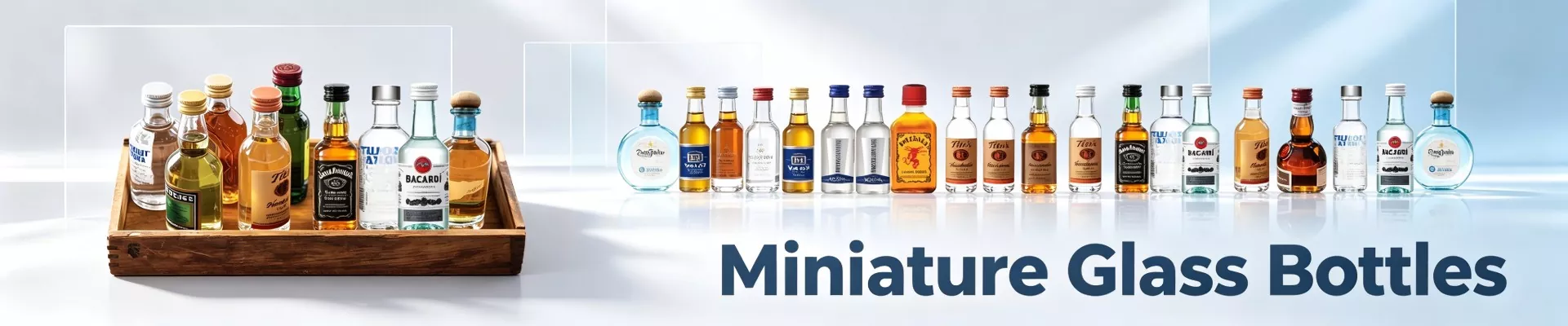 Garrafas de vidro em miniatura